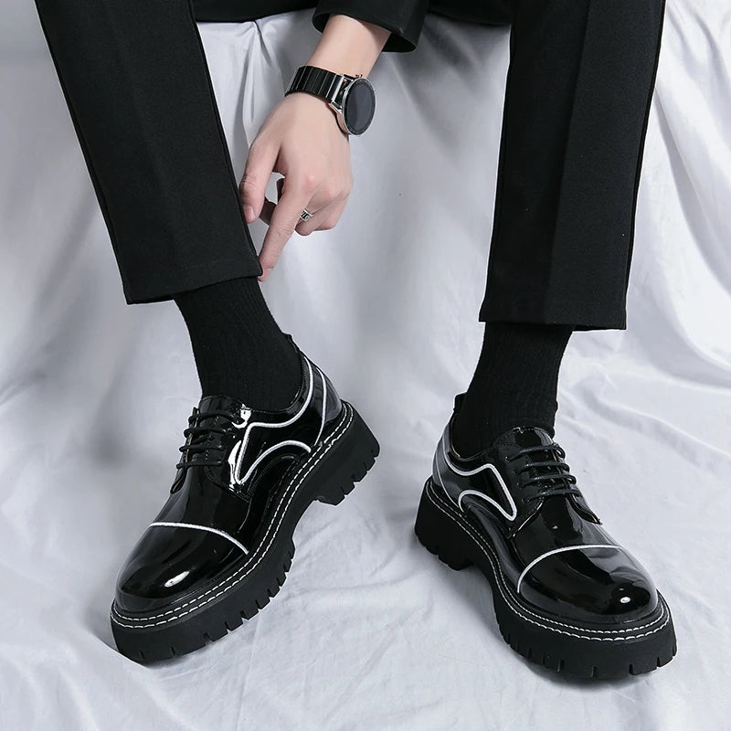 Lined Unisex PU Leather Platform Shoes