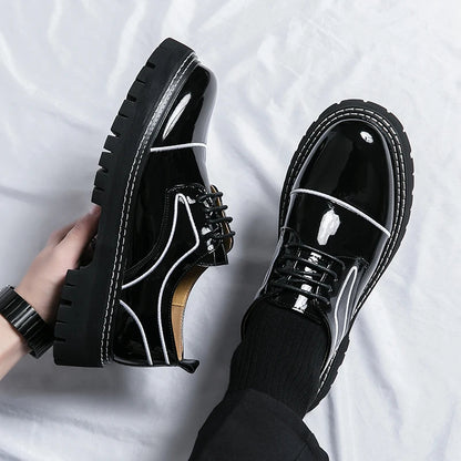 Lined Unisex PU Leather Platform Shoes