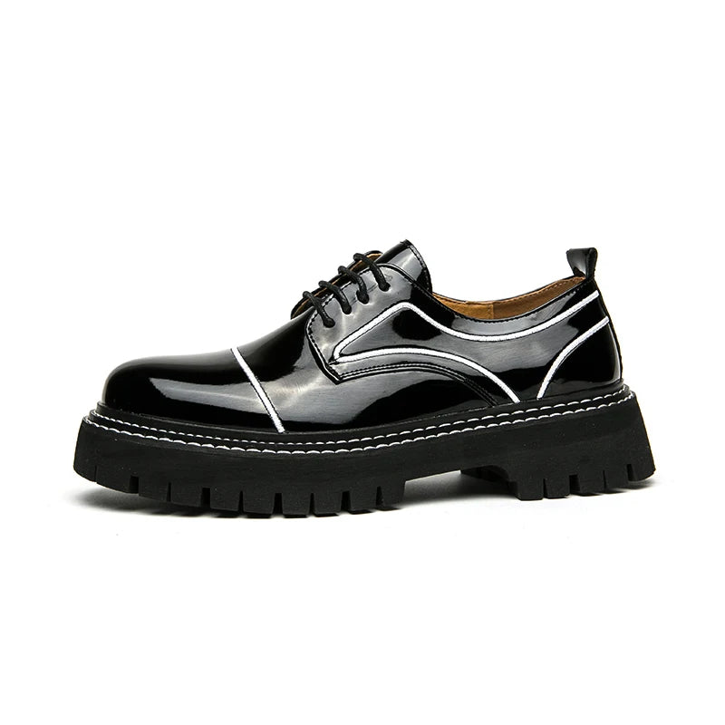 Lined Unisex PU Leather Platform Shoes