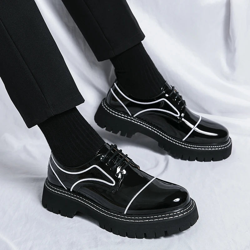 Lined Unisex PU Leather Platform Shoes