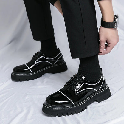 Lined Unisex PU Leather Platform Shoes