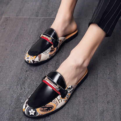 Patterned Horsebit Mule Loafers