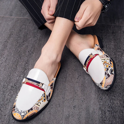 Patterned Horsebit Mule Loafers